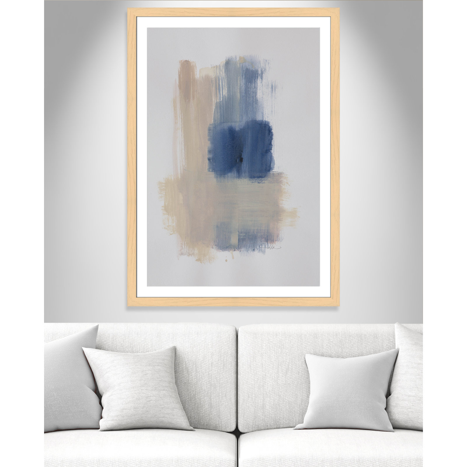 Esmeray "Powder Room Wash III" Print, 49" H x 35" W x 1.25" D, Natural Cube Frame Matted
