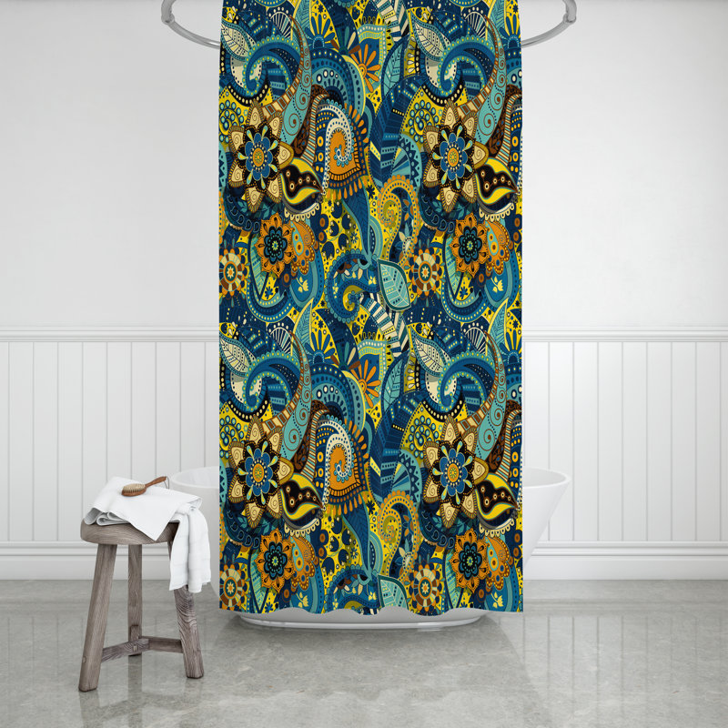 Abstract Shower Curtain, 72" H x 70" W, Blue Abstract