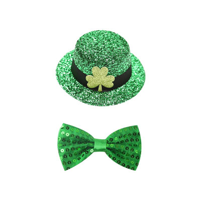 23 Inch Porch Gooses Lrish Green Clovers Hat And Ties Decoration For St. Patrick's Day