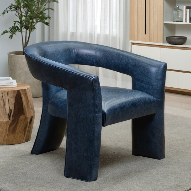 Gramercy Armchair, Gramercy Sapphire Genuine Leather
