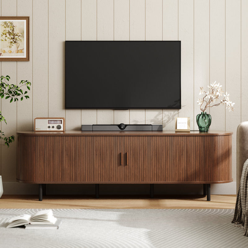 Meuble télé avec rangement et tablettes Jalonda, H 21,7 po x l 70,8 po x P 15,7 po, Noyer