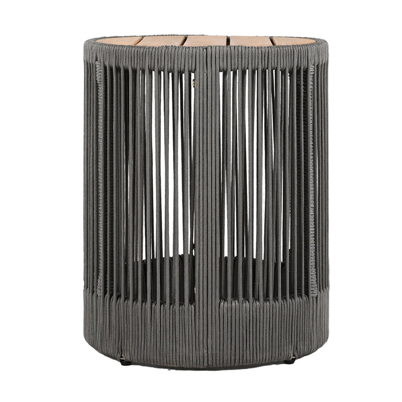 Table d'appoint d'extérieur en rotin et bois d'acacia - Meubles de patio pour balcon, jardin, balcon, Gris