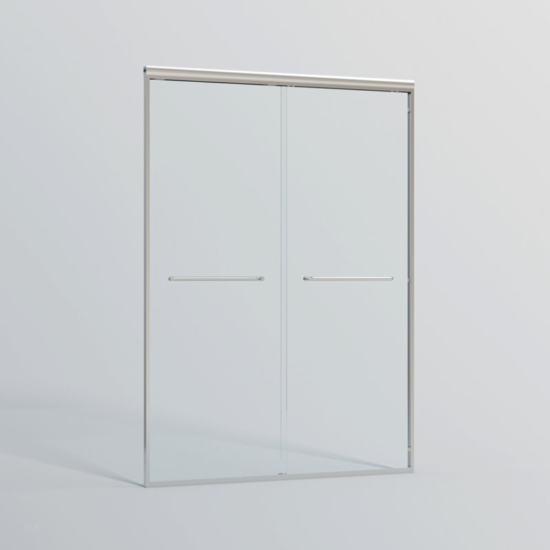 44-48 In. W X 72 In. H Double Sliding Shower Door, Semi-Frameless Bypass Bathroom Sliding Door With 1/4" (6Mm) Tempered Glass For Walk-In Shower, Chrome 24D03-48CX