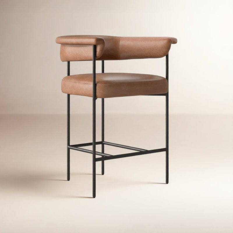 Grayson Counter and Bar Stool, Counter Stool (26.5" Seat Height), Chaps Saddle Genuine Leather, Solid
