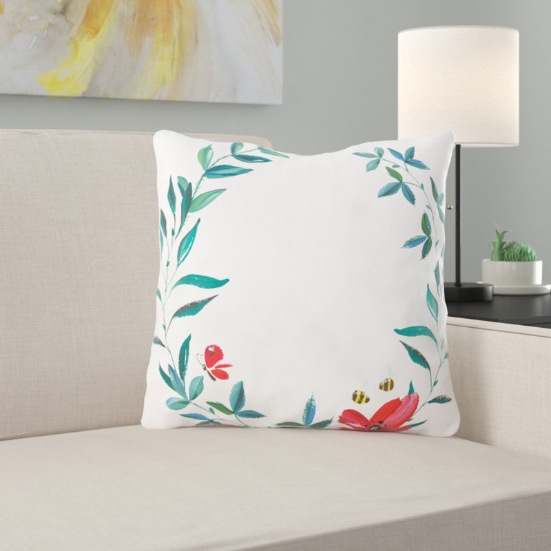 Coussin décoratif à la main peint à la main Andrei, Microsuède, Intérieur