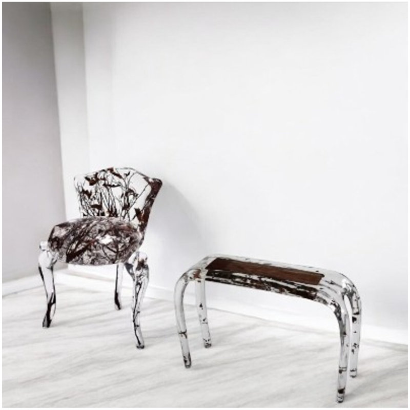 Crystal Wood Console Table