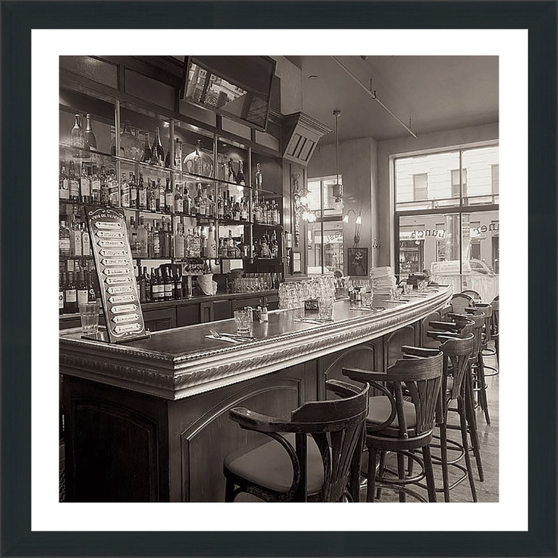 « la colombre cafe iii » par alan blaustein,, reproduction de photo encadrée, H 27,5 po x l 27,5 po x P 0,75 po