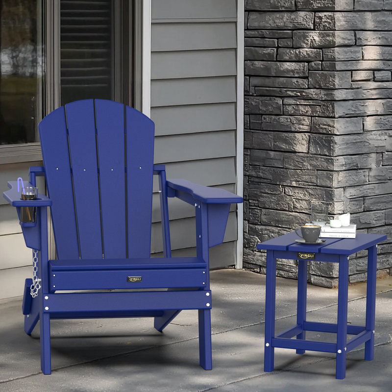 Table d'appoint de patio en PEHD, Bleu