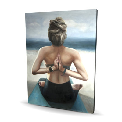 Reverse Prayer Pose - Bedroom Beige Canvas for Home Decor