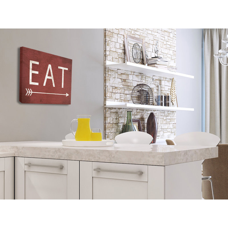 «Eat with Arrow Red» par Daphne Polselli, reproduction d'art textuel sur toile, H 24 po x l 30 po, Toile tendue
