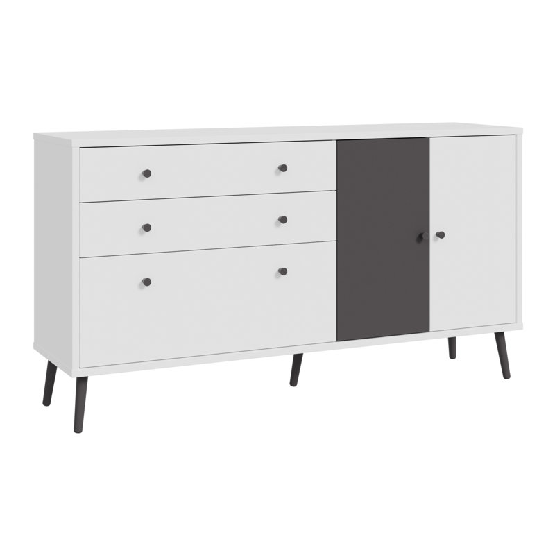HARLLSON 159.2cm W Chest of Drawers, White/Dark Grey