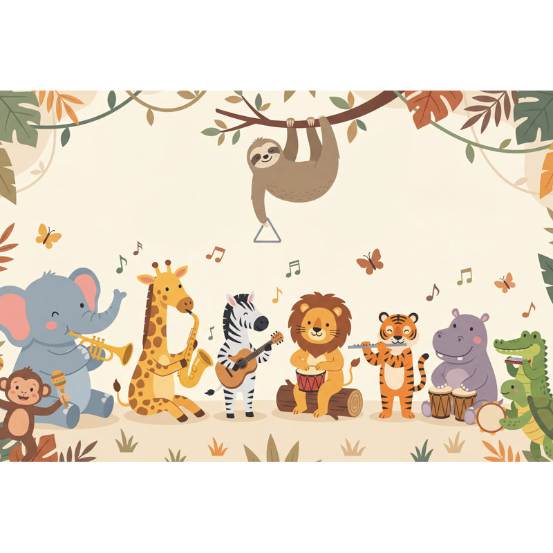 Papier peint Jungle Animals, 160 po x 108 po, Peler et coller