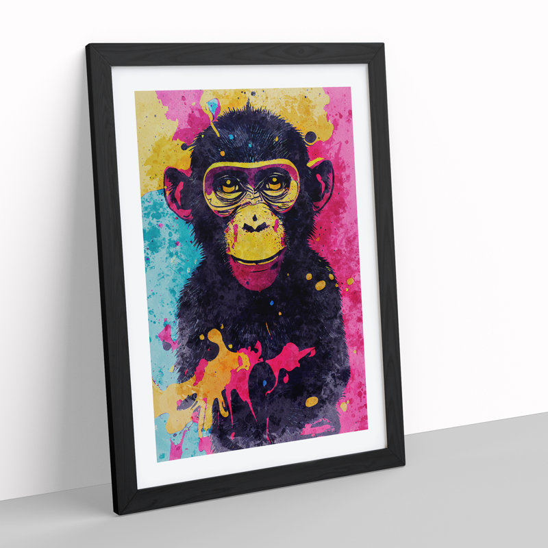 Monkey No.4 - Framed Print, Black, 64cm H x 46cm W x 2cm D