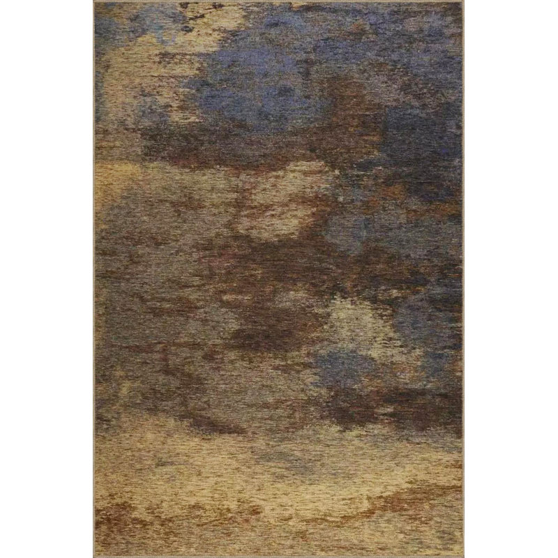 Tapis décoratif brun à motif décoratif moderne, Sous-tapis carré 3 pi 3 po inclus