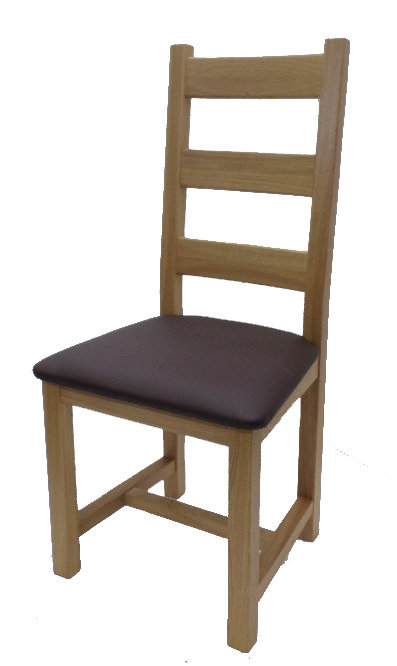 Marley 48cm H Genuine Leather Upholstered Ladder Back Dining Chair, Natural
