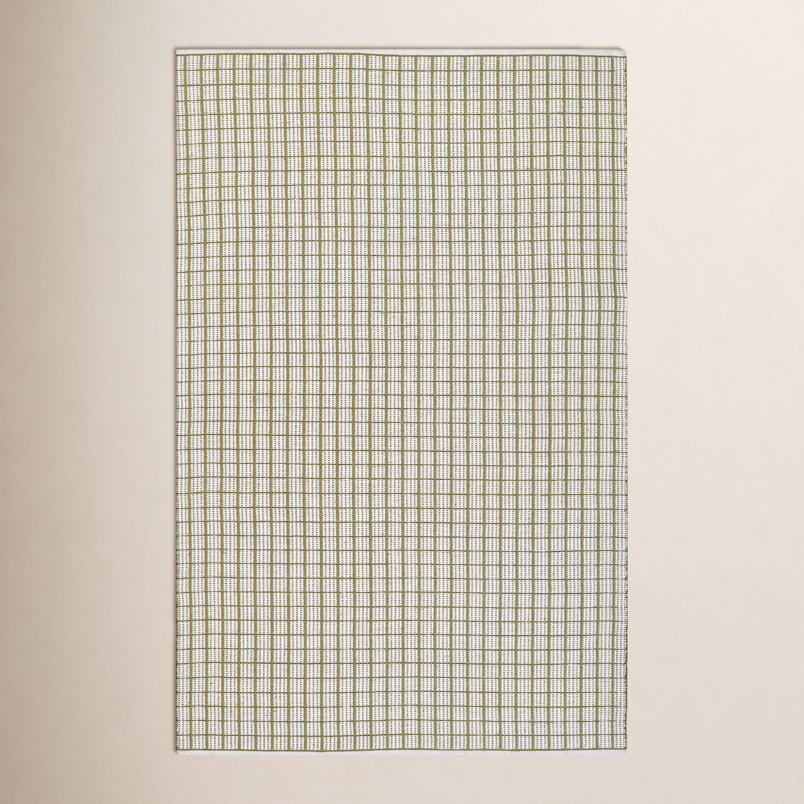 Malmo White Green Hand-Woven Geometric Outdoor Rug, Rectangle 8' x 10'