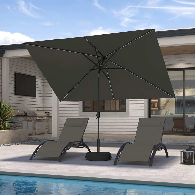 Parasol de patio rectangulaire pour l'extérieur, Gris