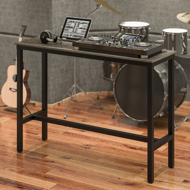 Amner Metal Base Dining Table, Black Oak, 39.37" H x 55.11" L x 17.71" W