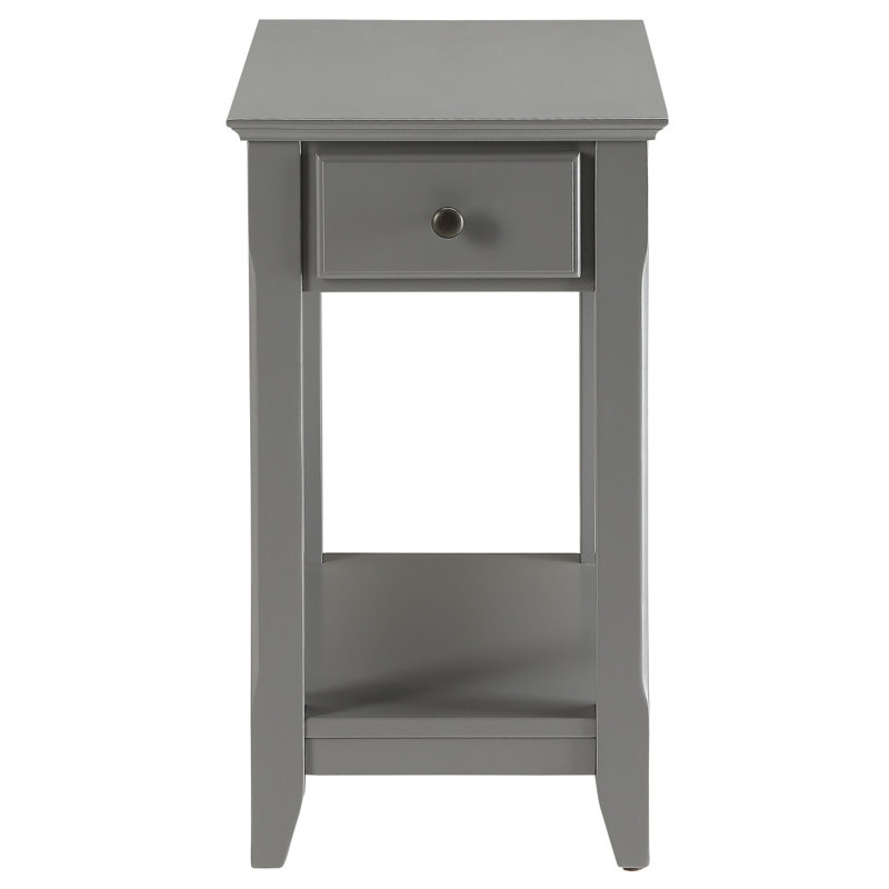 Table d'appoint grise avec tablette inférieure