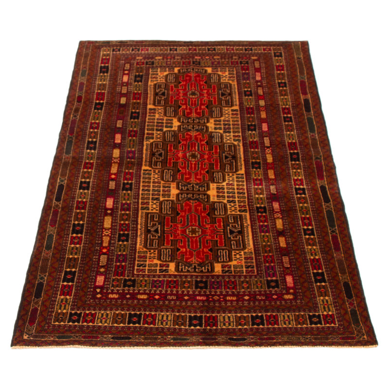Tapis brun Teimani 3 pi 8 po x 6 pi 5 po