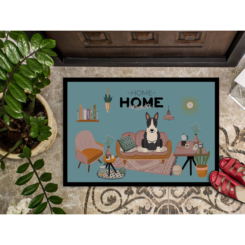 Tapis d'intérieur ou d'extérieur Gordils English Foxhound Sweet Home 24X36 CK7955JMAT, Bull terrier noir et blanc