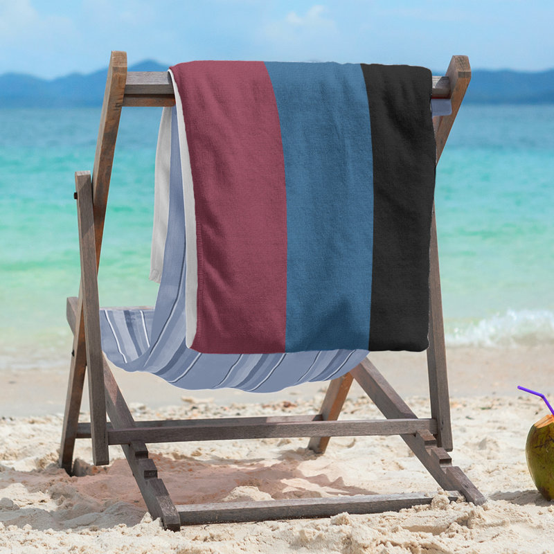 Columbus Lightweight Beach Towel, Microfiber, Burgundy/Blue/Black