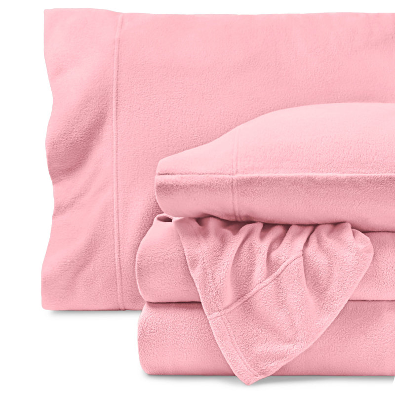 Ensemble de draps en molleton polaire ultra doux de qualité supérieure, Rose clair