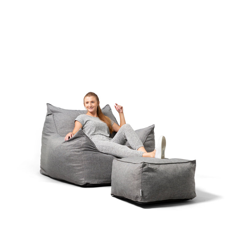 Upholstered Pouf, Gray Polyester Blend