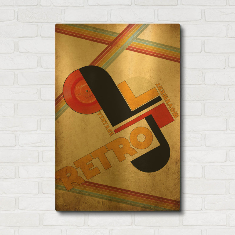 «Vintage Retro Mouvement» par Elo Marc, art mural en métal doré, 24 po x 36 po, 24 po x 36 po