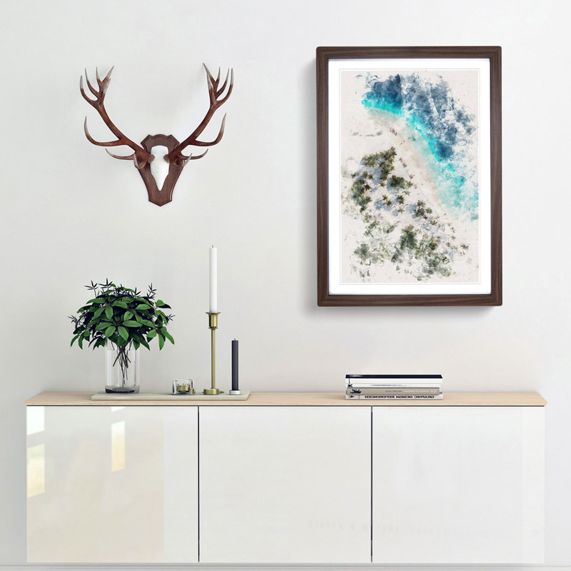Beach in Caracas Venezuela - Framed Print, 63cm H x 45cm W x 2cm D, Walnut Framed