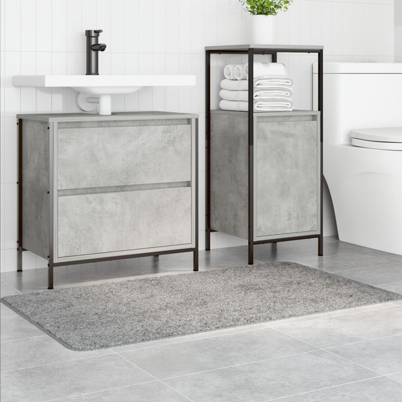 Microfiber Non-Slip Bath Mat Rectangular, Grey, 120cm, 70cm