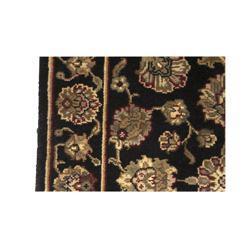 Manchuria Wool Oriental Area Rug in Black/Cream/Olive