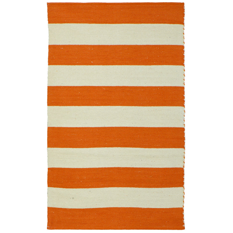 Hiren Striped Cotton Hand Knotted Area Rug, Runner 60 x 180cm