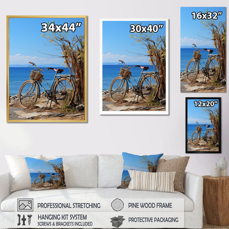 Cobalt cruiser vélo I sur toile, Encadrement doré, H 40 po x l 30 po x P 1,5 po