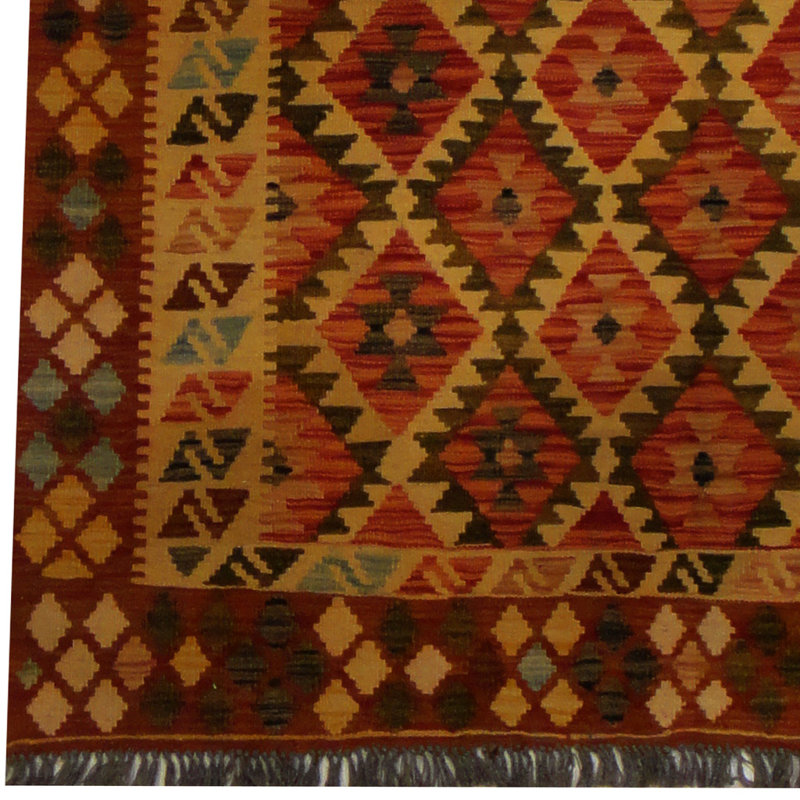 Tapis brun en laine tissé à plat à la main Azpeitia