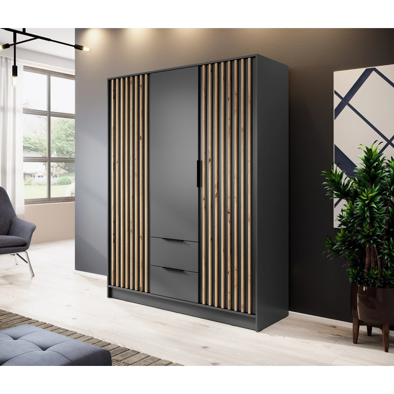 Pacursa 3 Door Manufactured Wood Wardrobe, Grey/Brown