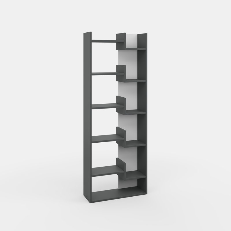 Bibliothèque géométrique Sinquefield H 64,17 "x l 23,82", Blanc / gris anthracite