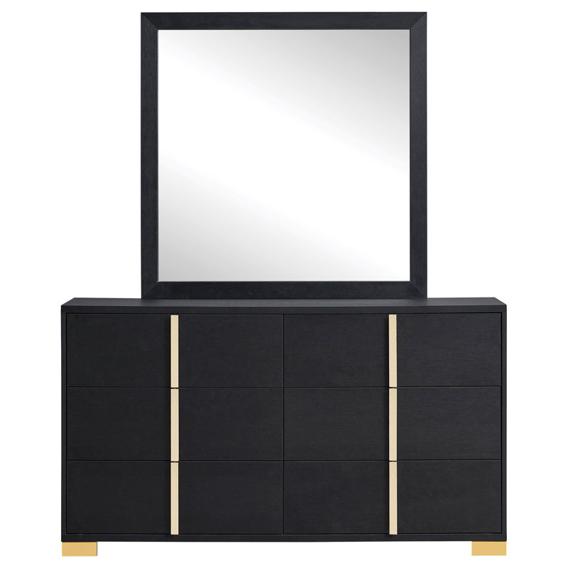 Commode et miroir Kehl, Noir, noir, noir, noir