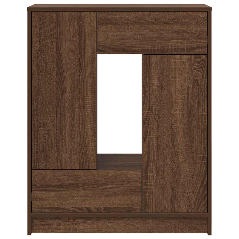 Sideboard With Drawers And Doors 73X31x90 Cm, Brown Oak