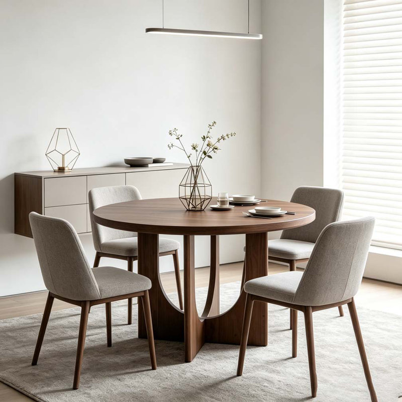48" Round Dining Table, Walnut