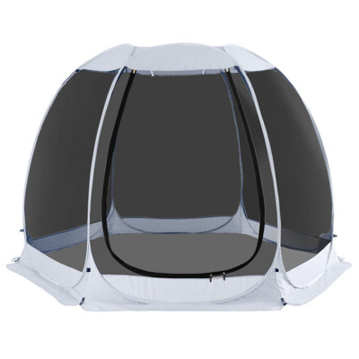 Tente moustiquaire d'extérieur avec 8 panneaux et pare-soleil combinés, 12 x 12 pi - Tente de maison spacieuse pour 6 à 10 personnes, abri de dôme extérieur avec pare-soleil, idéal pour le camping, la cour, le patio, le jardin ou la terrasse, compre