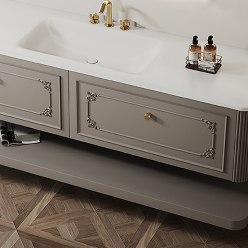 American-style light luxury bathroom cabinet, Light Gray, 18.35" H x 59.06" W x 21.65" D