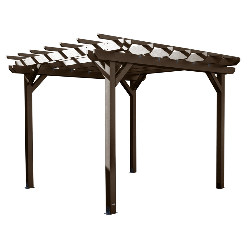 Bodhi Plastic Pergola, Weathered Acorn, 10 ft. W x 12 ft. D