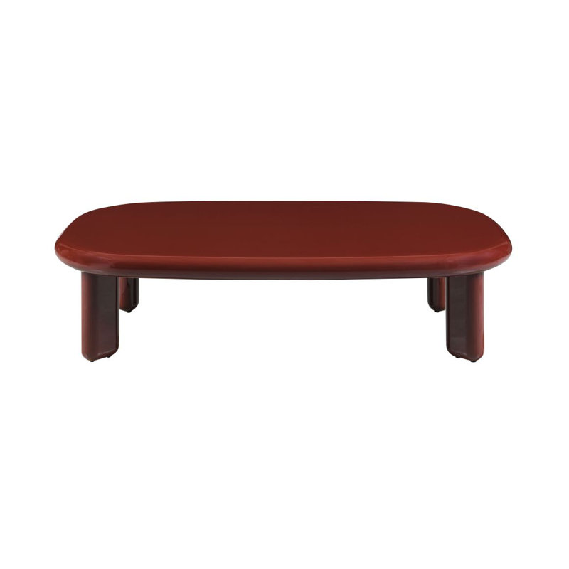 Table basse haute brillance avec finition rouge