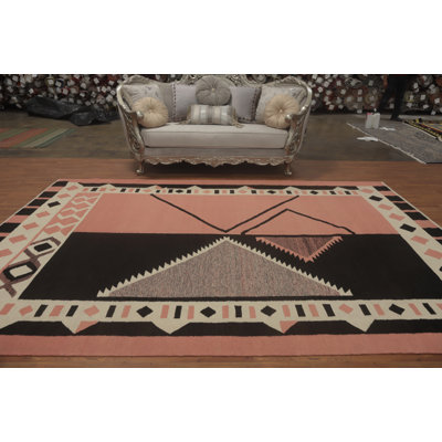 Pink Wool Kilim Oriental Area Rug 8x12