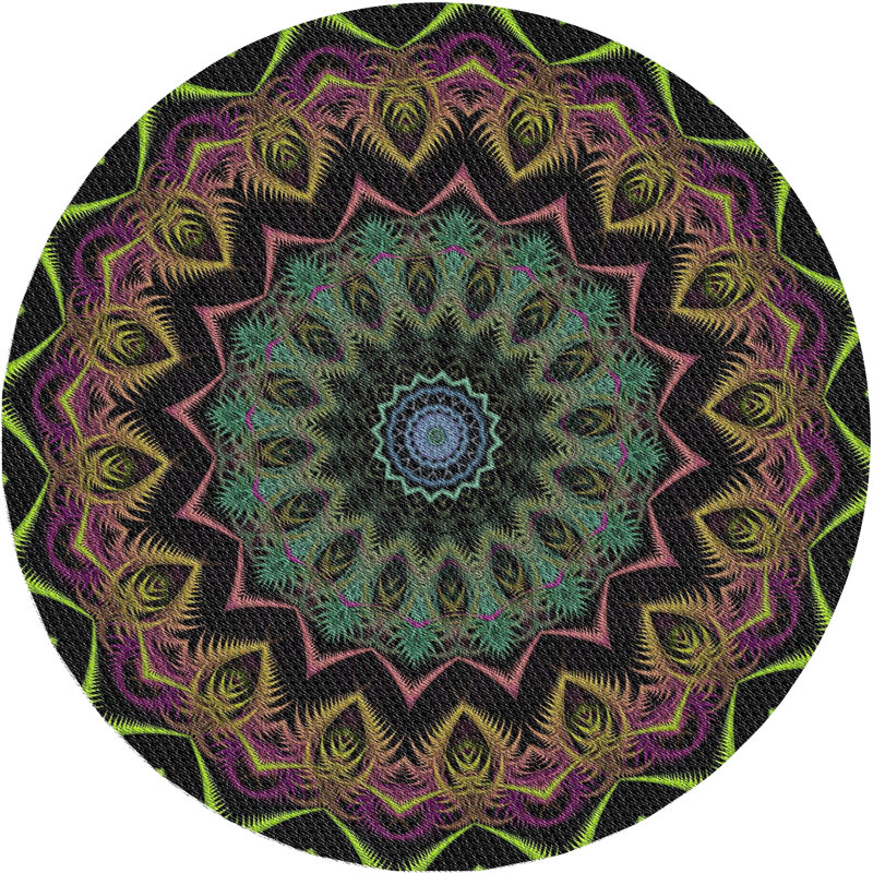 Tapis noir/vert/bleu, Rond 3 pi