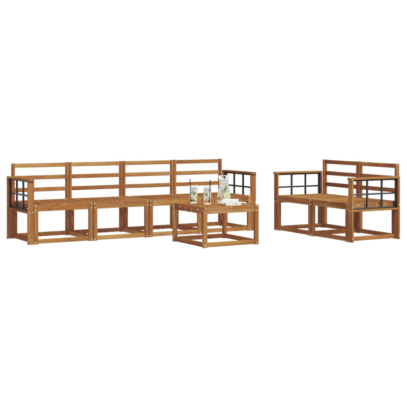  Outdoor Sofa Set 7 Pcs Solid Acacia Wood Sectional Garden Furniture