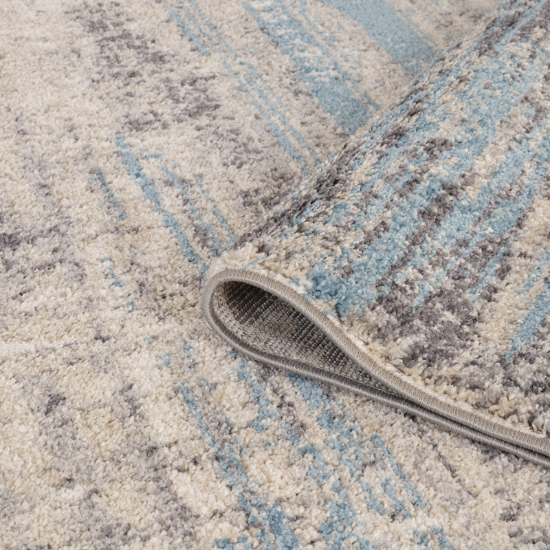 Mackensy Abstract Blue Power-Loom Area Rug, Rectangle 2' x 3'