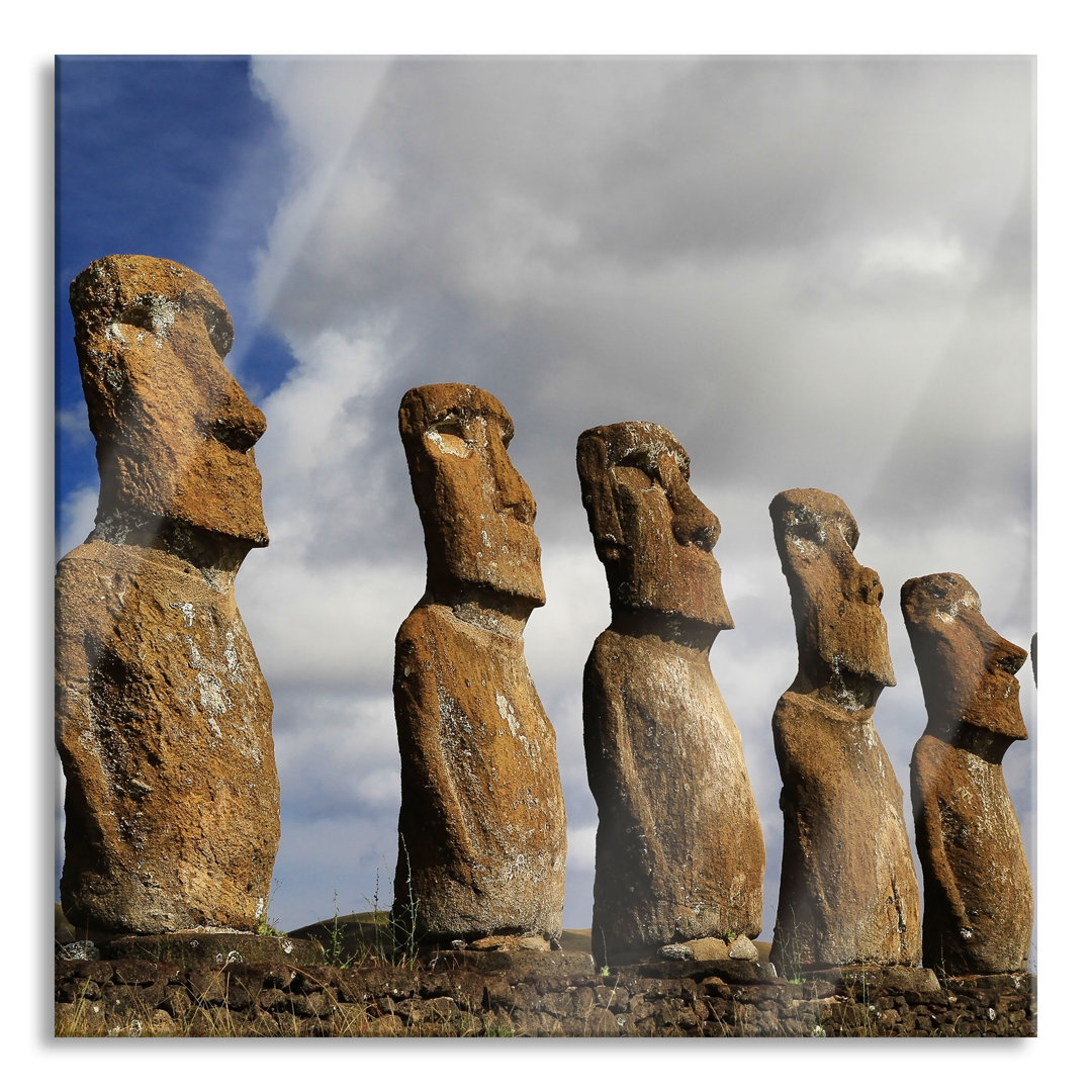 Glasbild Moai Statuen auf den Osterinseln