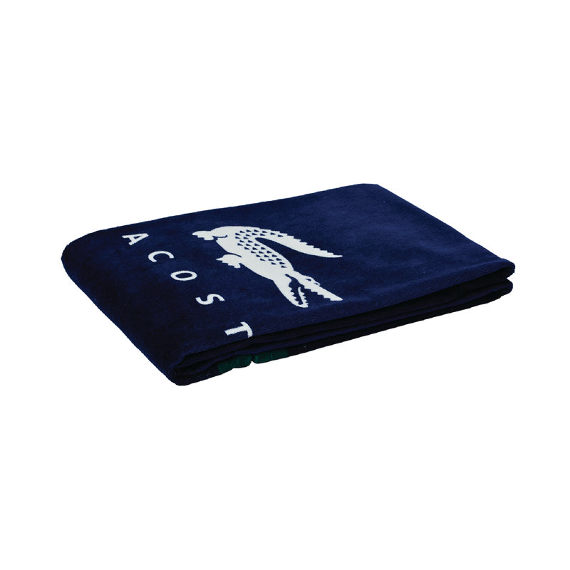 Lacoste Oversized Cotton Beach Towel 36x72, OKI Navy